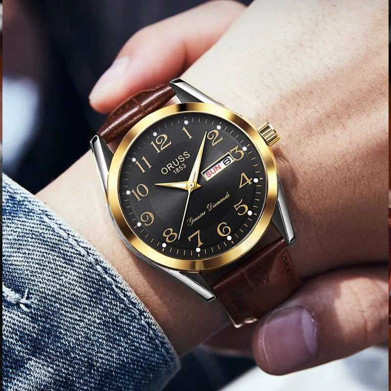 Wholesale Men's Waterproof Fashionable Watch Alloy Case Pu Strap Round Dial - Image 2