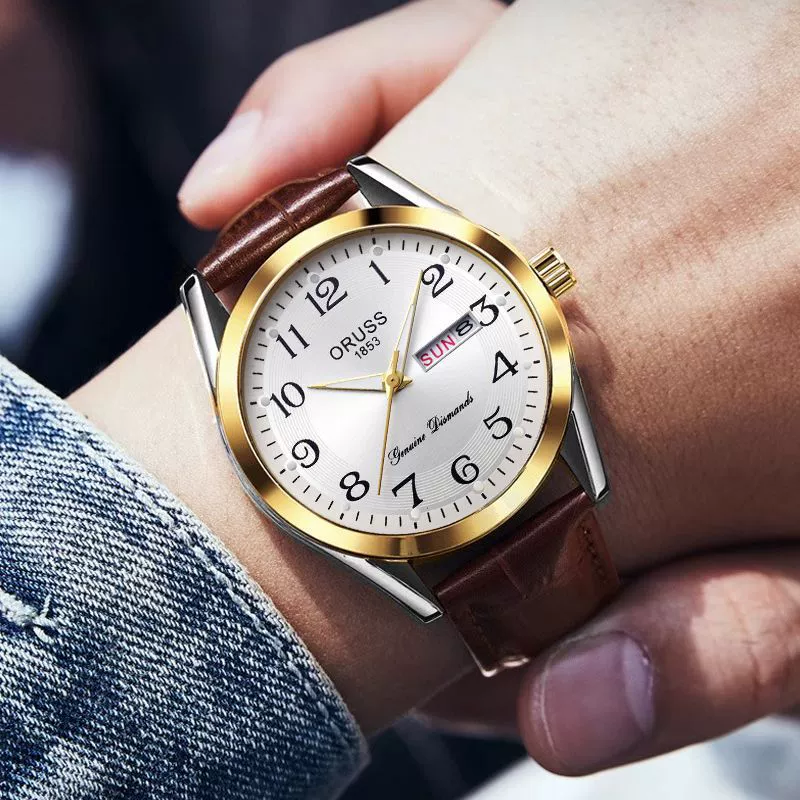 Wholesale Men's Waterproof Fashionable Watch Alloy Case Pu Strap Round Dial - Image 7
