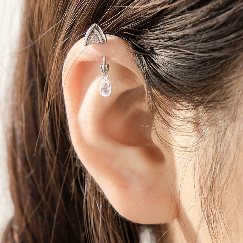 Wholesale Metal Animals Style Titanium Steel Ear Bone Nail Electroplated Women's Earrings - Image 2