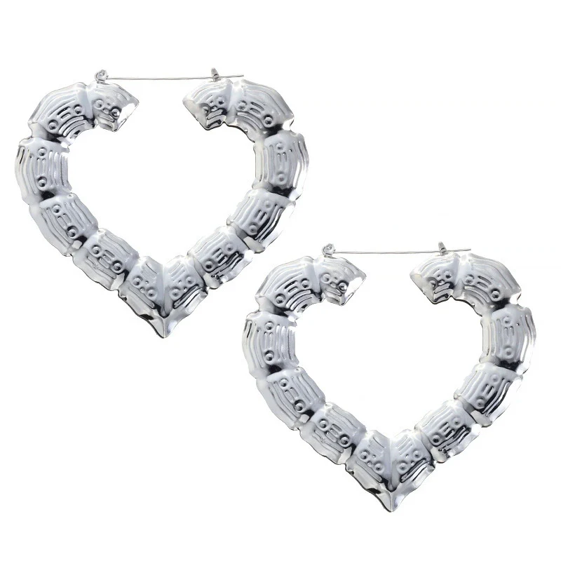 Wholesale Metal Bamboo Big Circle Geometric Hiphop Style Electroplated Unisex Earrings - Image 8