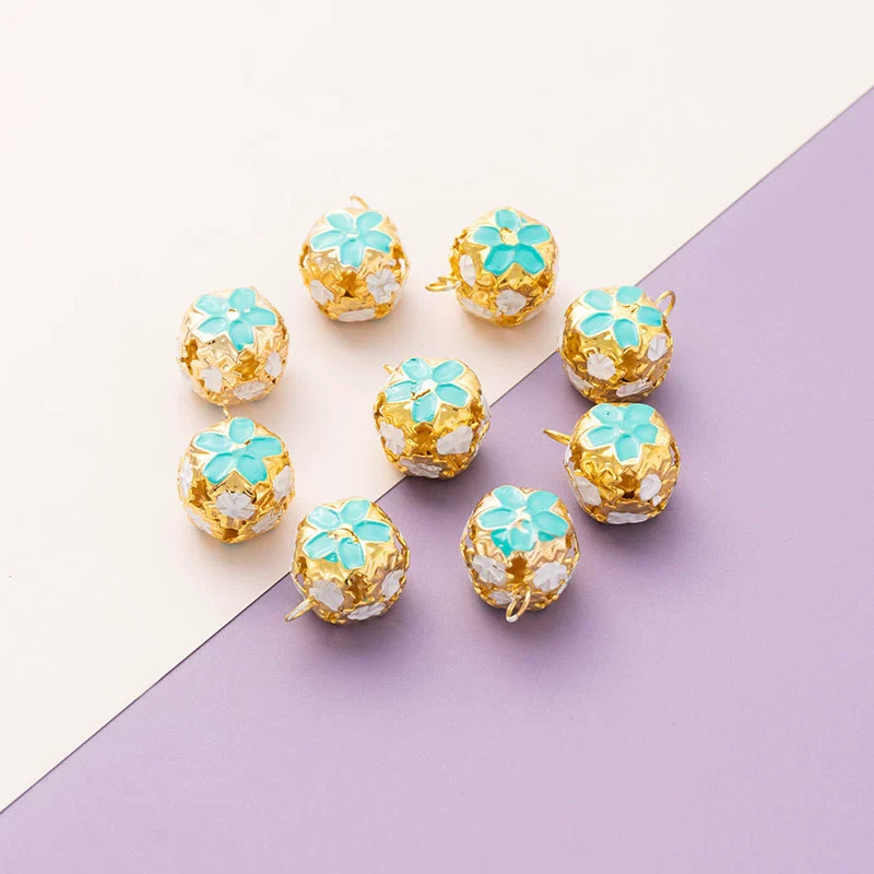 Wholesale Metal Bracelet With Color Hollow Flower Ball And Pet Bell Cloisonne And Electroplated Design - Image 11
