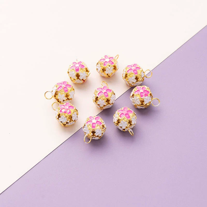 Wholesale Metal Bracelet With Color Hollow Flower Ball And Pet Bell Cloisonne And Electroplated Design - Image 12