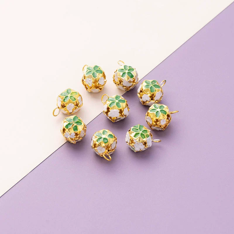 Wholesale Metal Bracelet With Color Hollow Flower Ball And Pet Bell Cloisonne And Electroplated Design - Image 14