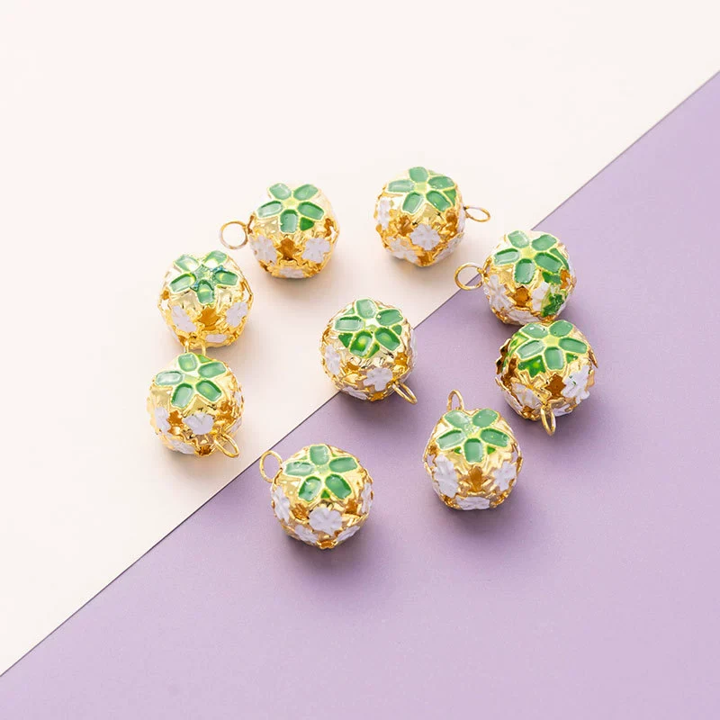 Wholesale Metal Bracelet With Color Hollow Flower Ball And Pet Bell Cloisonne And Electroplated Design - Image 4