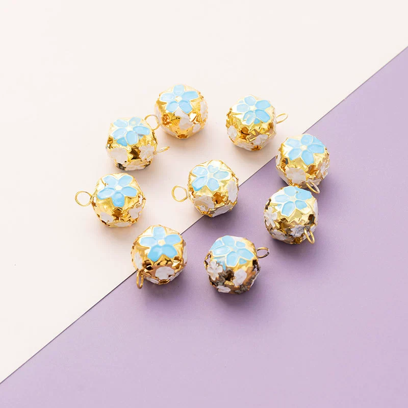 Wholesale Metal Bracelet With Color Hollow Flower Ball And Pet Bell Cloisonne And Electroplated Design - Image 5