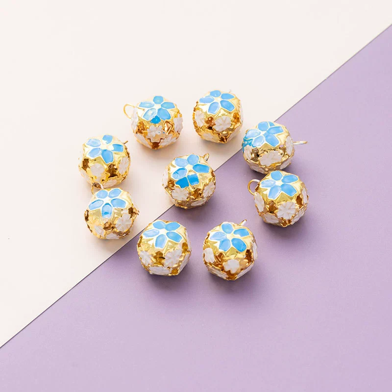 Wholesale Metal Bracelet With Color Hollow Flower Ball And Pet Bell Cloisonne And Electroplated Design - Image 6