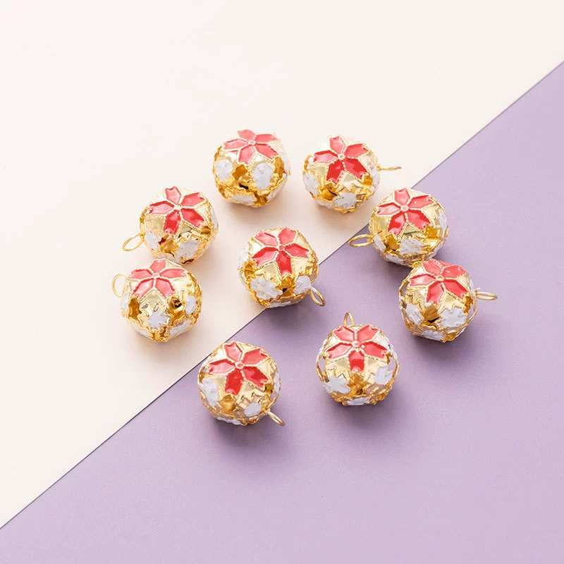 Wholesale Metal Bracelet With Color Hollow Flower Ball And Pet Bell Cloisonne And Electroplated Design - Image 7