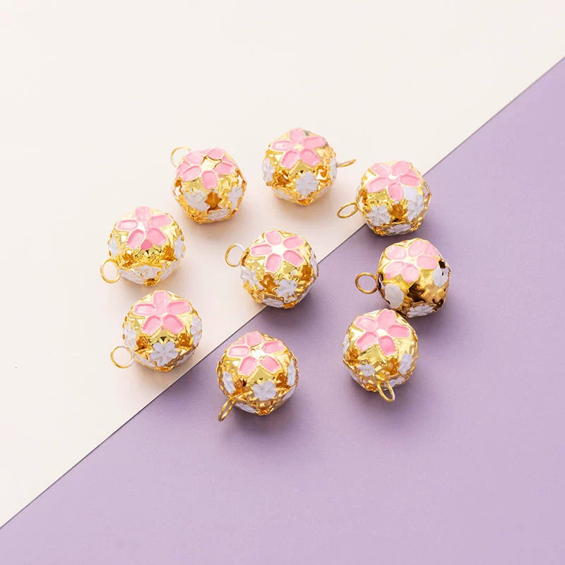 Wholesale Metal Bracelet With Color Hollow Flower Ball And Pet Bell Cloisonne And Electroplated Design - Image 8