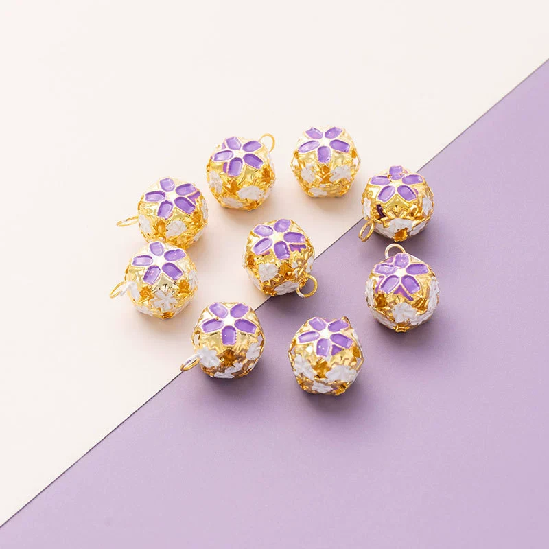 Wholesale Metal Bracelet With Color Hollow Flower Ball And Pet Bell Cloisonne And Electroplated Design - Image 9