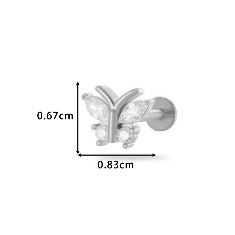 Wholesale Metal Butterfly Style Electroplated Puncture Ornaments For Women Inner Tooth Thread Flat Base Rod Lip Nail And Ear Bone Nail - Image 13