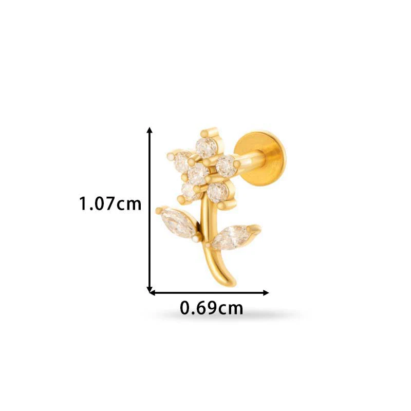 Wholesale Metal Butterfly Style Electroplated Puncture Ornaments For Women Inner Tooth Thread Flat Base Rod Lip Nail And Ear Bone Nail - Image 24