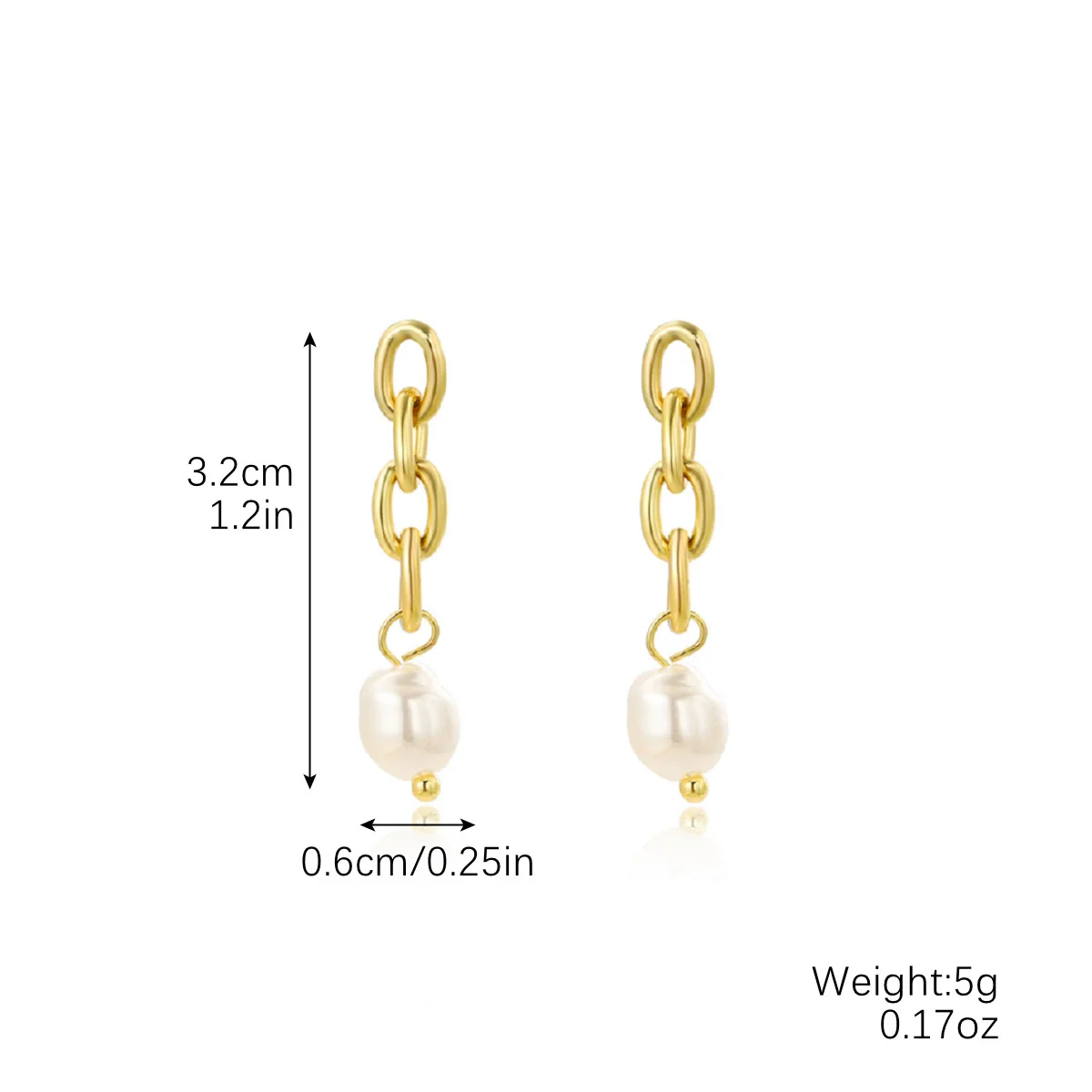 Wholesale Metal Chain Pearl Earrings With Electroplating Treatment Simple Fashion Retro Style For Women - Image 10