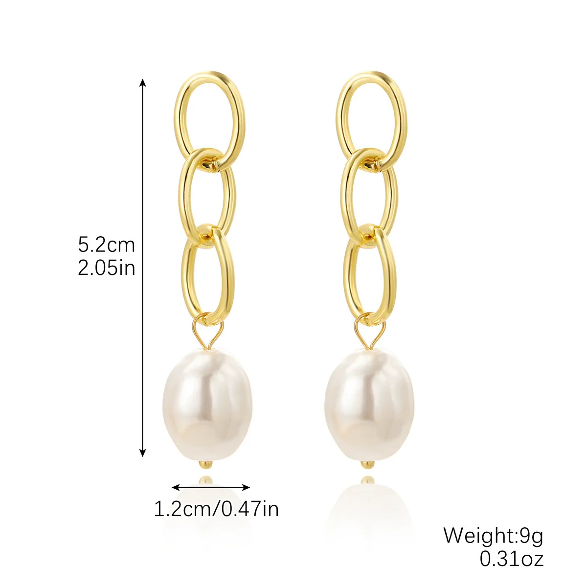 Wholesale Metal Chain Pearl Earrings With Electroplating Treatment Simple Fashion Retro Style For Women - Image 6