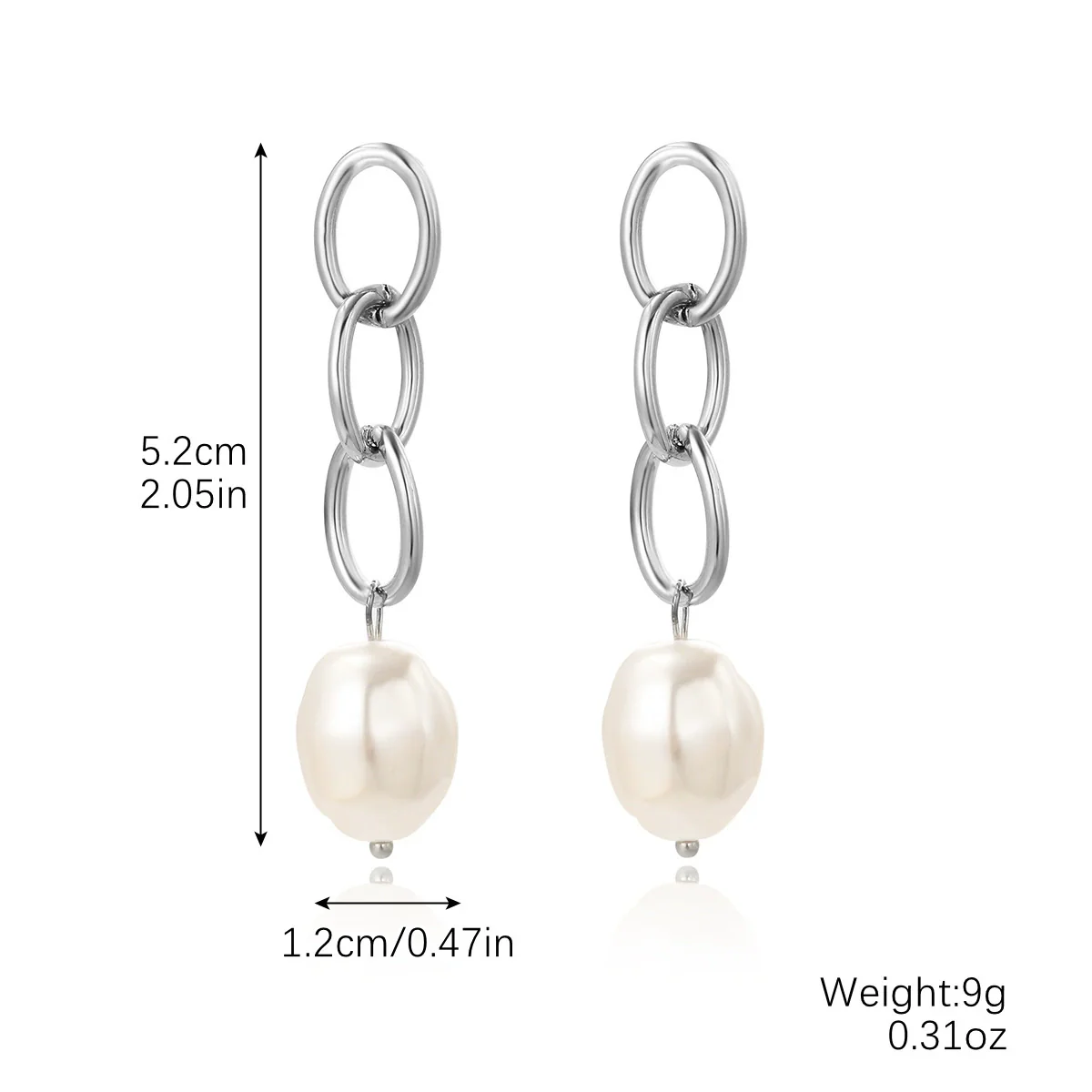 Wholesale Metal Chain Pearl Earrings With Electroplating Treatment Simple Fashion Retro Style For Women - Image 7