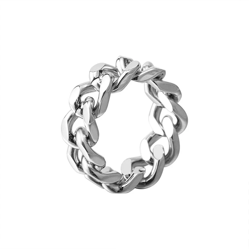 Wholesale Metal Cold Wind Punk Geometric Titanium Steel Chain Ring With Electroplating - Image 6