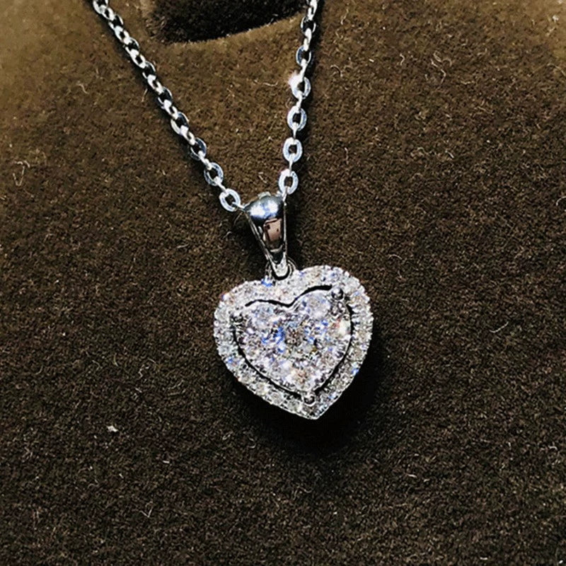 Wholesale Metal Copper Love Heart Shaped Zircon Inlaid Women's Necklace Ochain - Image 6