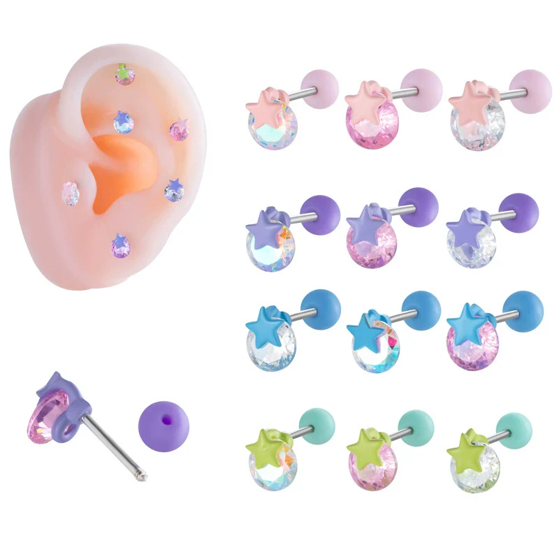 Wholesale Metal Ear Bone Nail With Copper Inlaid Zircon Star Pattern For Women Princess And Minimalist Style Electroplating Processing - Image 2