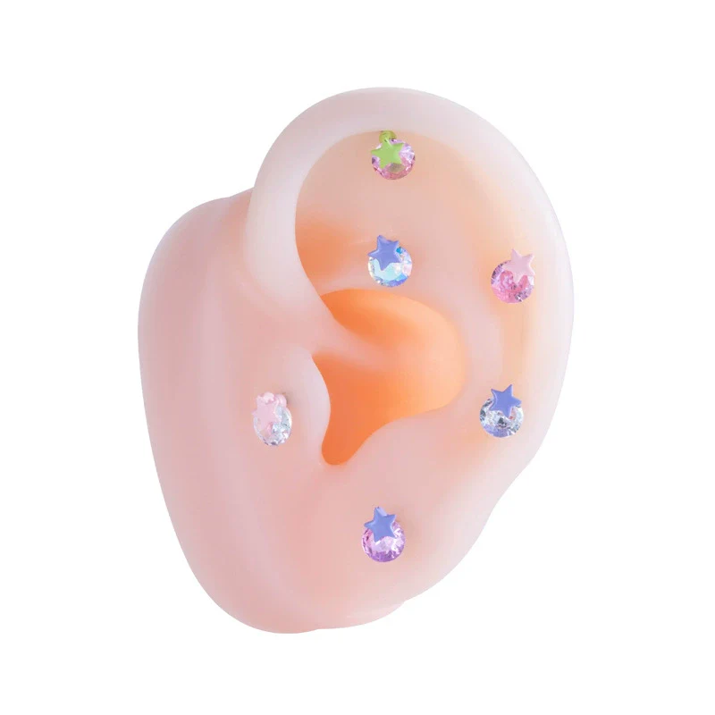 Wholesale Metal Ear Bone Nail With Copper Inlaid Zircon Star Pattern For Women Princess And Minimalist Style Electroplating Processing - Image 4