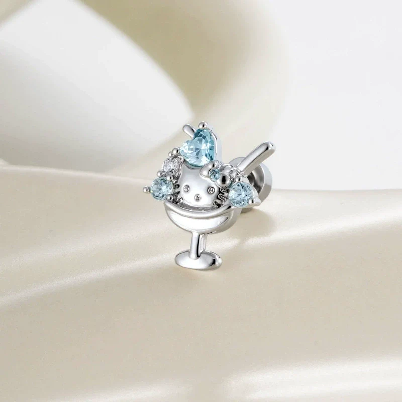 Wholesale Metal Fashion Animal Zodiac Heart Ice Cream Kitten Zircon Electroplated Women's Cartilage Piercing Ear Bone Nail - Image 7