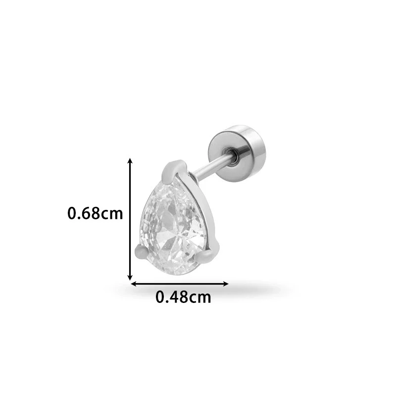 Wholesale Metal Fashion Flower Styling Stainless Steel Triangle Square Zircon Electroplated Women's Cartilage Puncture Ear Nail - Image 10