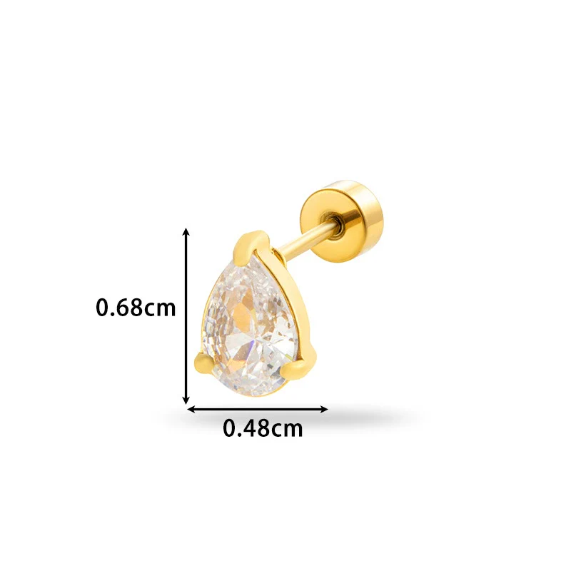 Wholesale Metal Fashion Flower Styling Stainless Steel Triangle Square Zircon Electroplated Women's Cartilage Puncture Ear Nail - Image 11
