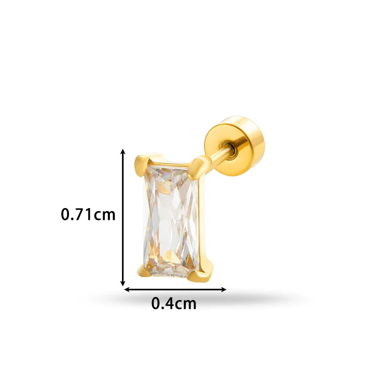Wholesale Metal Fashion Flower Styling Stainless Steel Triangle Square Zircon Electroplated Women's Cartilage Puncture Ear Nail - Image 13
