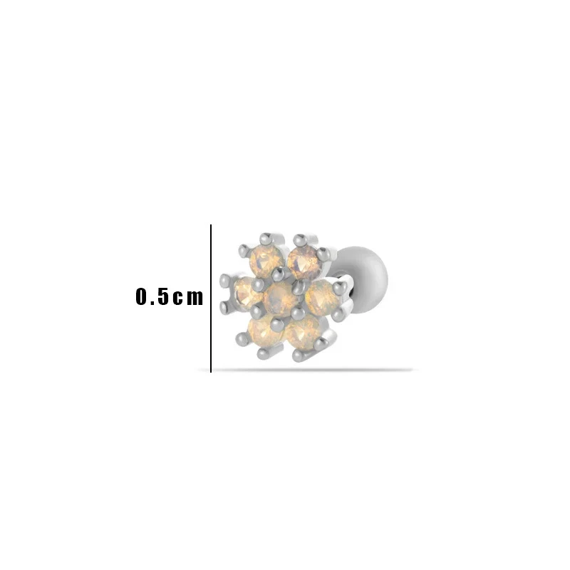 Wholesale Metal Flower Pattern Electroplated Titanium Steel Thin Rod Double Head Screw Women's Niche Cartilage Earrings - Image 10