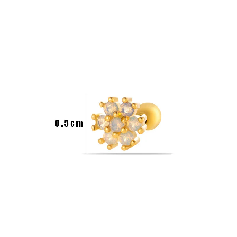Wholesale Metal Flower Pattern Electroplated Titanium Steel Thin Rod Double Head Screw Women's Niche Cartilage Earrings - Image 11