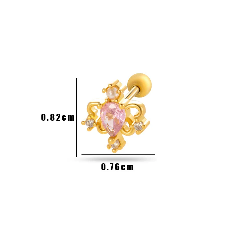 Wholesale Metal Flower Pattern Electroplated Titanium Steel Thin Rod Double Head Screw Women's Niche Cartilage Earrings - Image 15