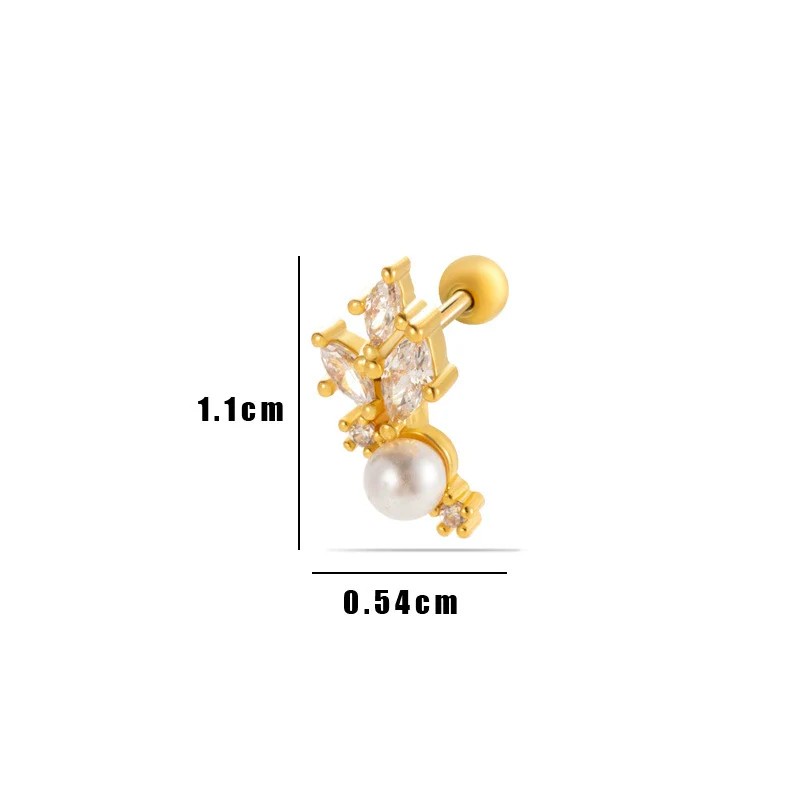 Wholesale Metal Flower Pattern Electroplated Titanium Steel Thin Rod Double Head Screw Women's Niche Cartilage Earrings - Image 17