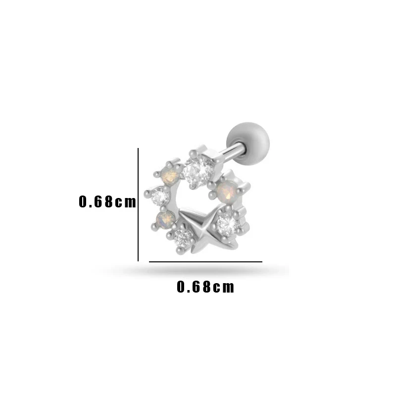 Wholesale Metal Flower Pattern Electroplated Titanium Steel Thin Rod Double Head Screw Women's Niche Cartilage Earrings - Image 18