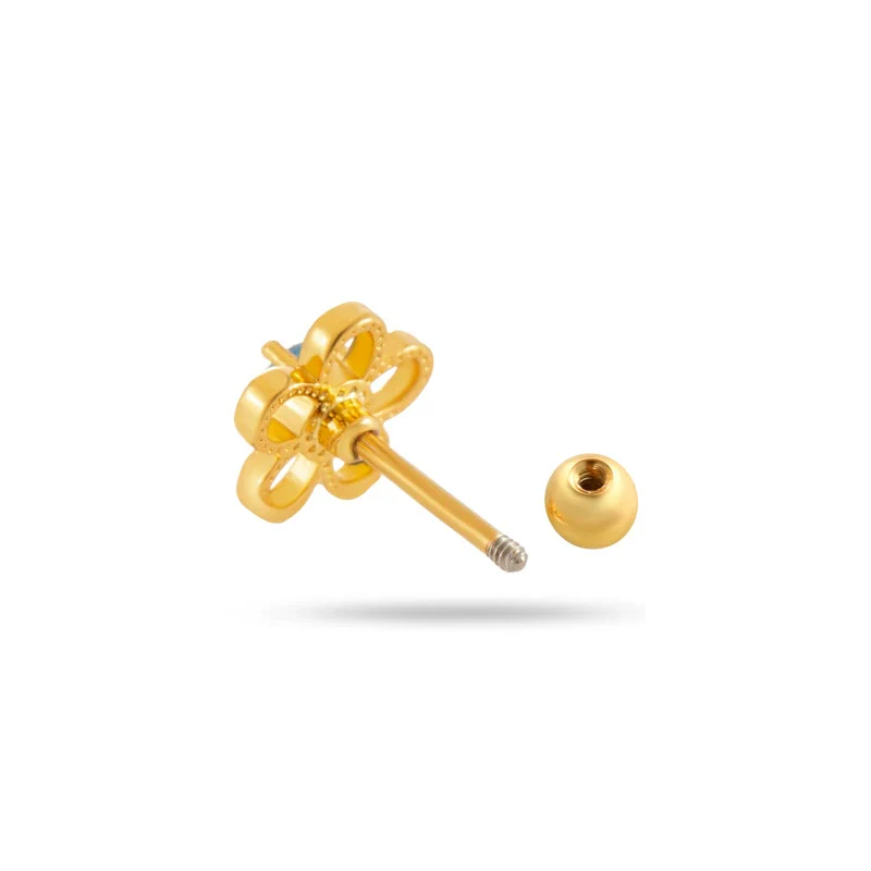 Wholesale Metal Flower Pattern Electroplated Titanium Steel Thin Rod Double Head Screw Women's Niche Cartilage Earrings - Image 4