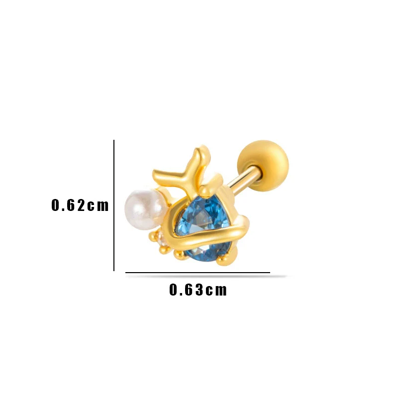 Wholesale Metal Flower Pattern Electroplated Titanium Steel Thin Rod Double Head Screw Women's Niche Cartilage Earrings - Image 7