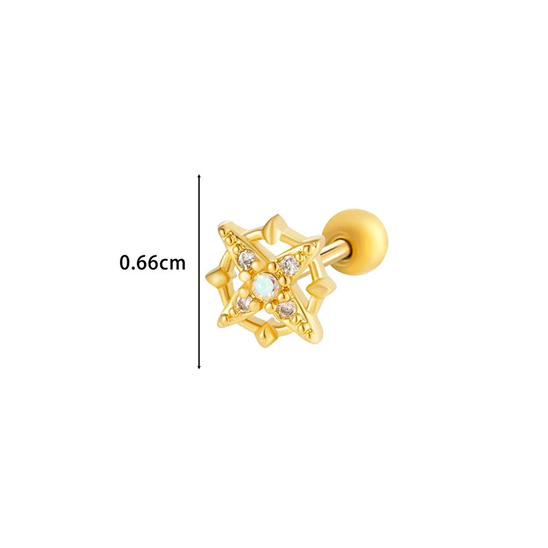 Wholesale Metal Flower Star Inlaid Zircon Earrings With Electroplating For Women - Image 13