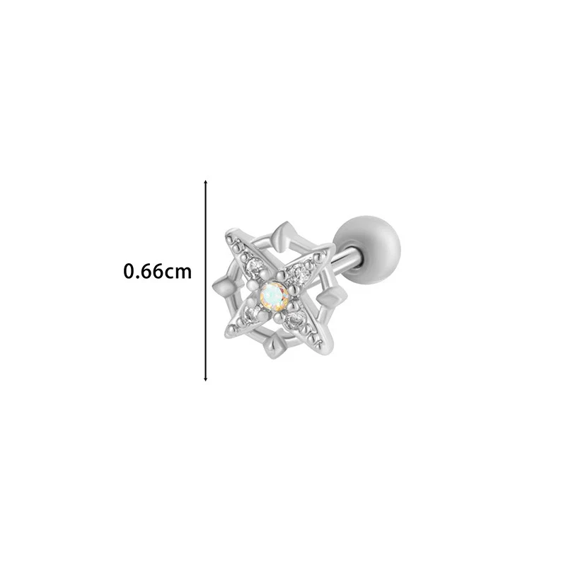 Wholesale Metal Flower Star Inlaid Zircon Earrings With Electroplating For Women - Image 14