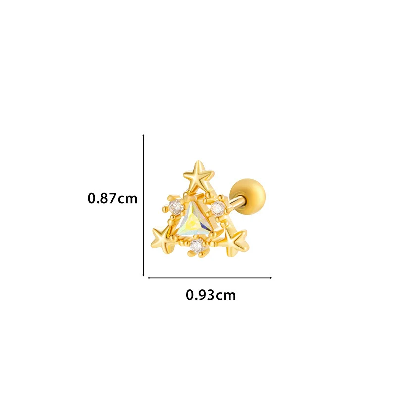 Wholesale Metal Flower Star Inlaid Zircon Earrings With Electroplating For Women - Image 21
