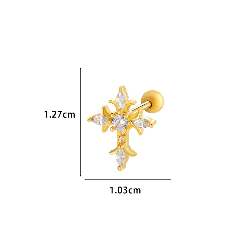 Wholesale Metal Flower Star Inlaid Zircon Earrings With Electroplating For Women - Image 25