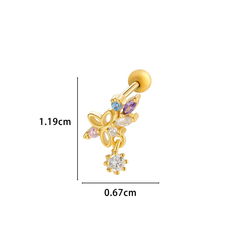 Wholesale Metal Flower Star Inlaid Zircon Earrings With Electroplating For Women - Image 27