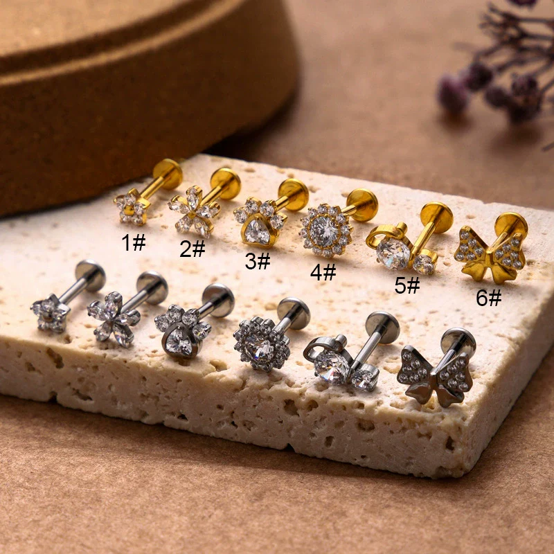 Wholesale Metal Flowers Electroplating Fashion Women's Puncture Earrings - Image 2