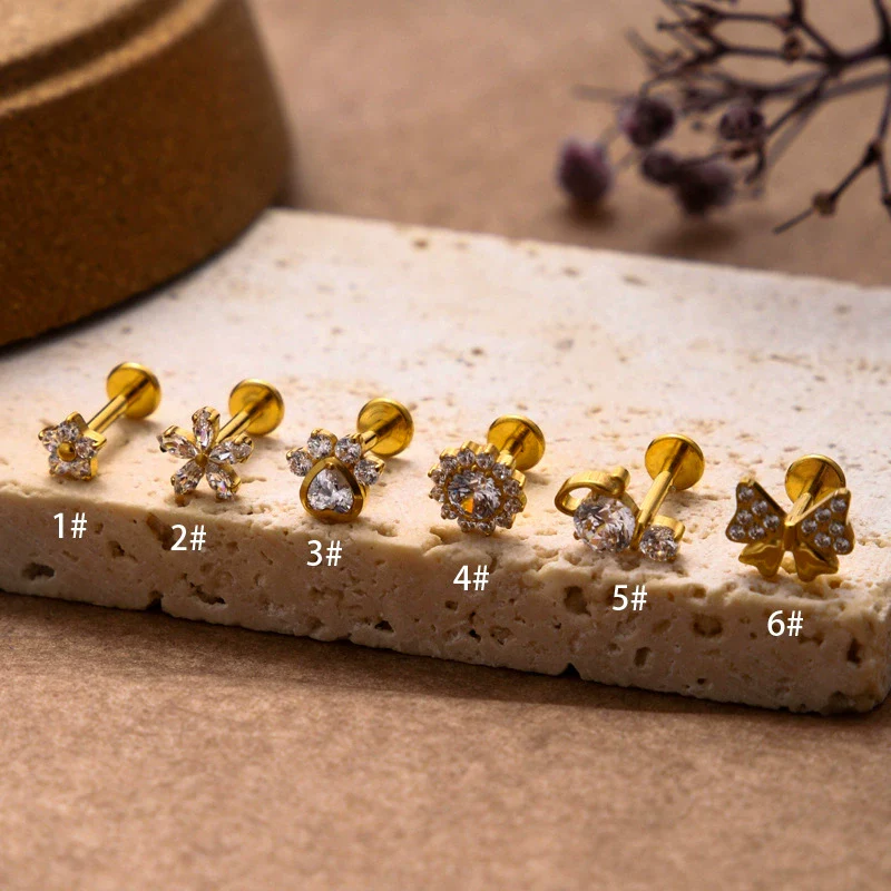 Wholesale Metal Flowers Electroplating Fashion Women's Puncture Earrings - Image 4