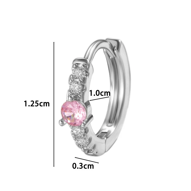 Wholesale Metal Geometric Electroplated Light Pink Zircon Ear Buckle Earrings For Girls - Image 3