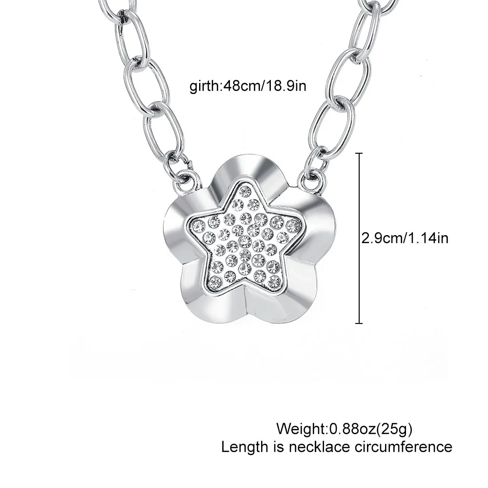 Wholesale Metal Geometric Flower Retro Necklace Pendant With Cross Chain For Women Electroplated - Image 2