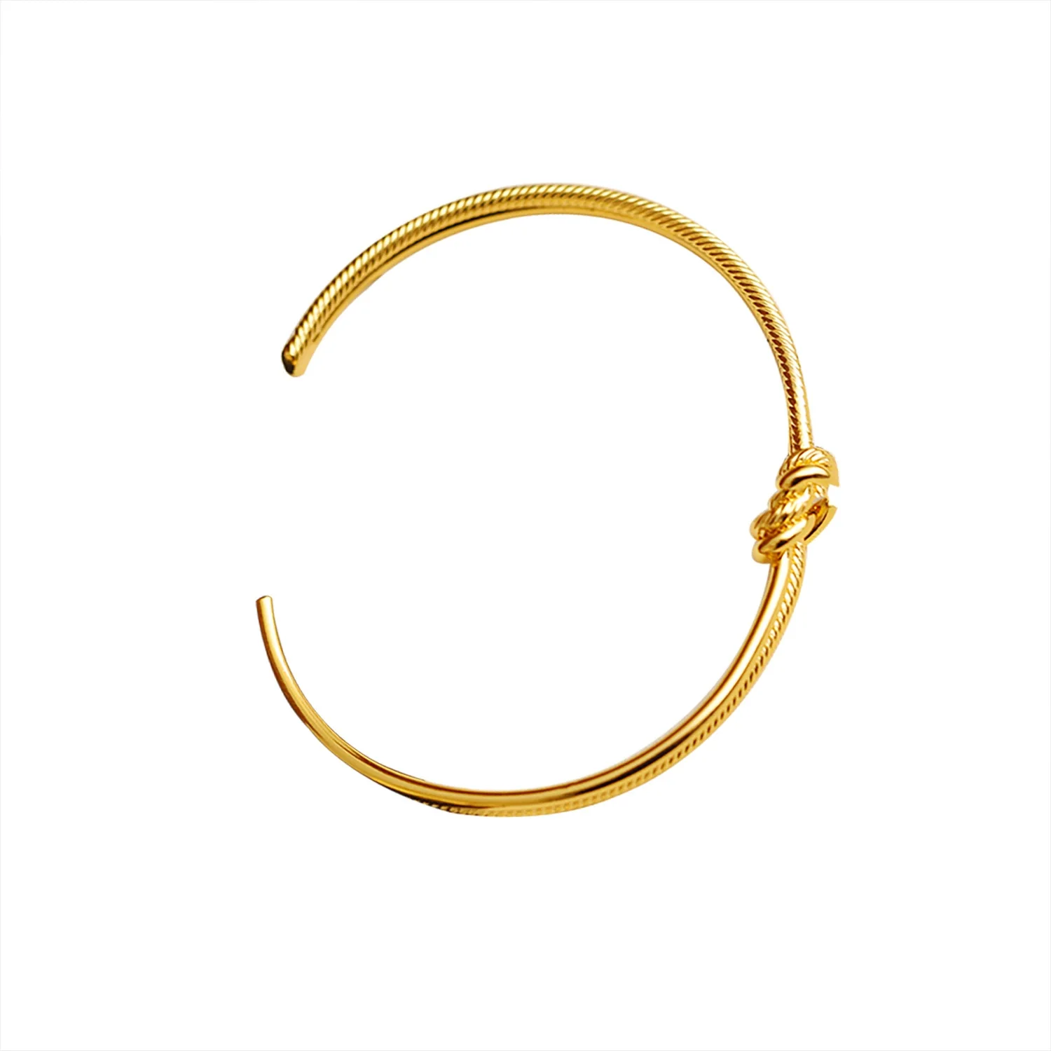 Wholesale Metal Geometric Goldplated Doublelayer Knotted Open Bracelet For Women - Image 5
