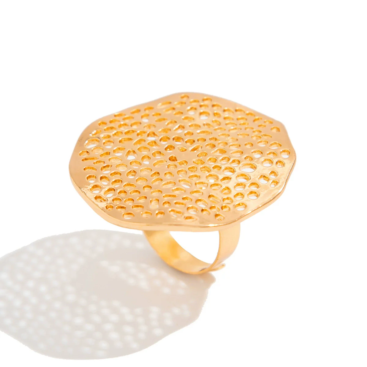 Wholesale Metal Geometric Leaf Retro Style Ring With Electroplating - Image 5
