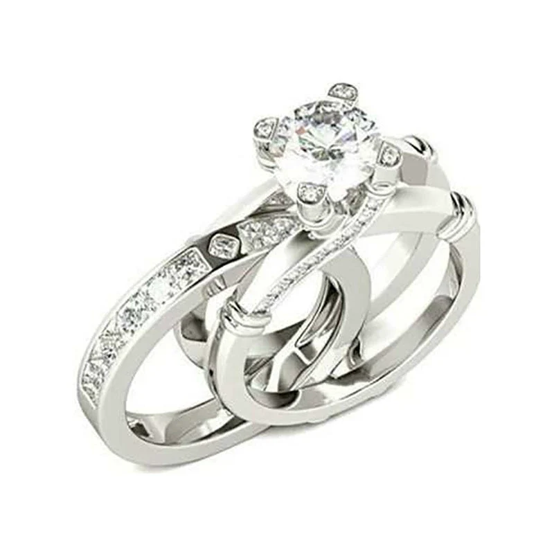 Wholesale Metal Geometric Ring Set With Electroplating For Women