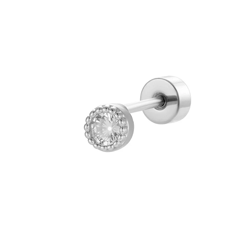 Wholesale Metal Geometric Round Cochlear Ear Bone Nail With Zircon Inlaid For Unisex Fashion Style Zirconia Processing - Image 5