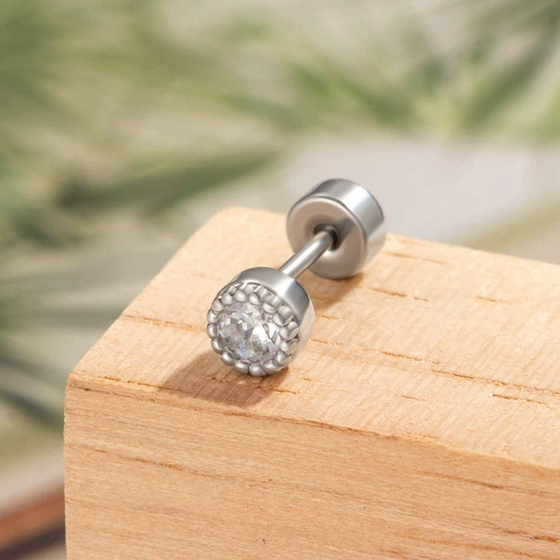 Wholesale Metal Geometric Round Cochlear Ear Bone Nail With Zircon Inlaid For Unisex Fashion Style Zirconia Processing - Image 6