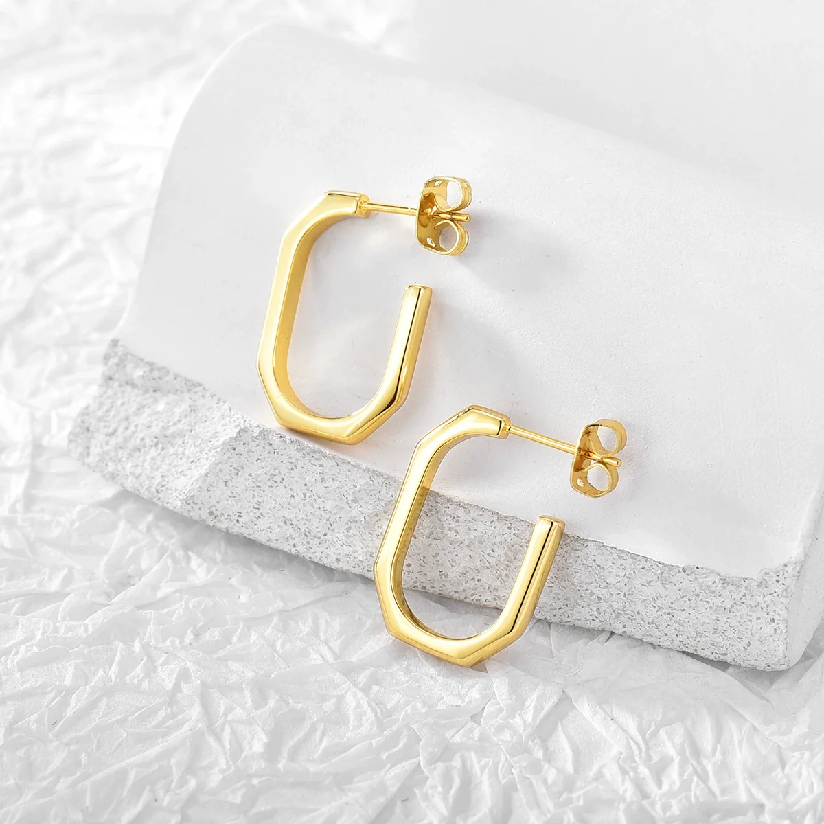 Wholesale Metal Geometric Square Earrings Copper Plated Gold For Female