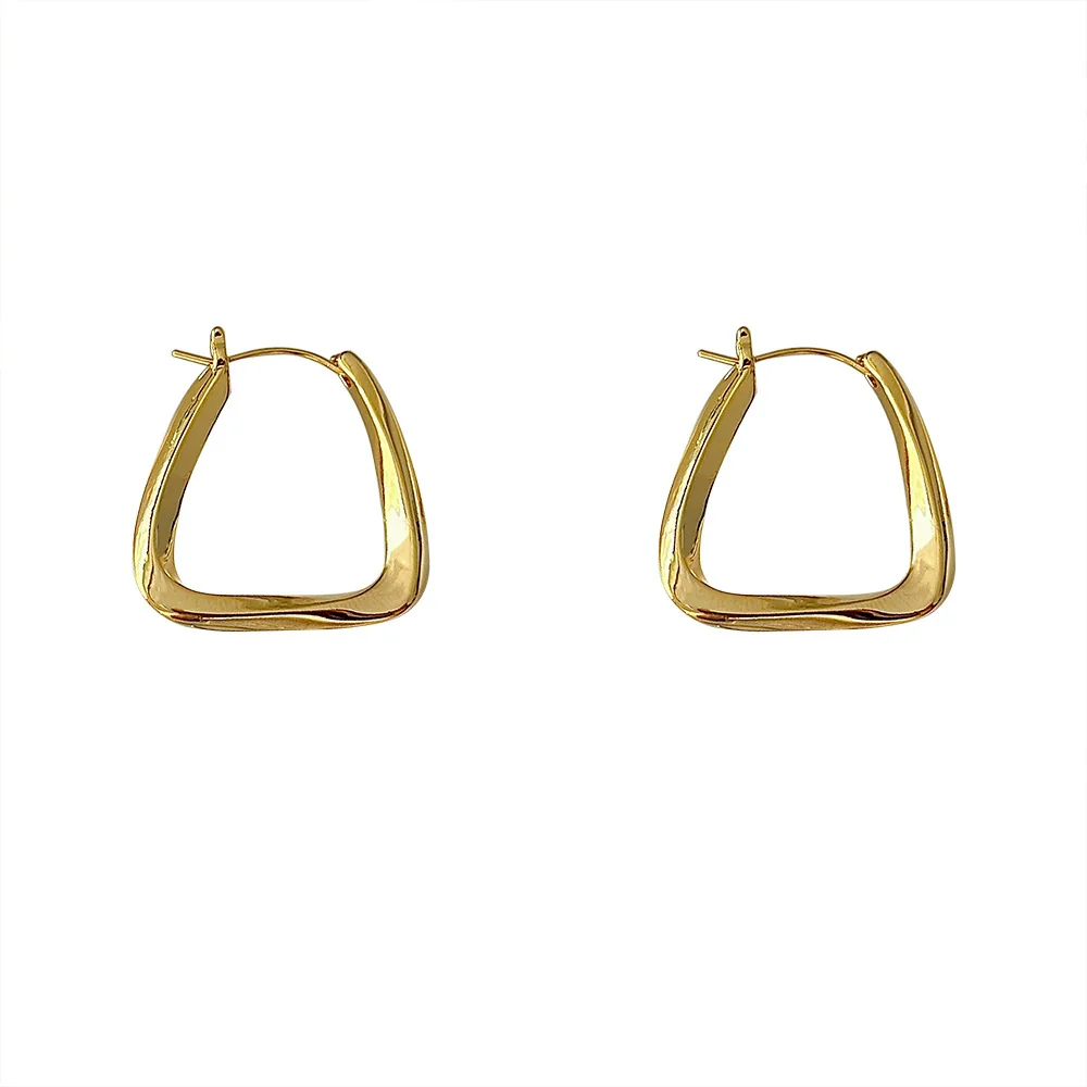Wholesale Metal Geometric Square Twisted Earrings Copper Electroplated Light Luxury For Women - Image 5