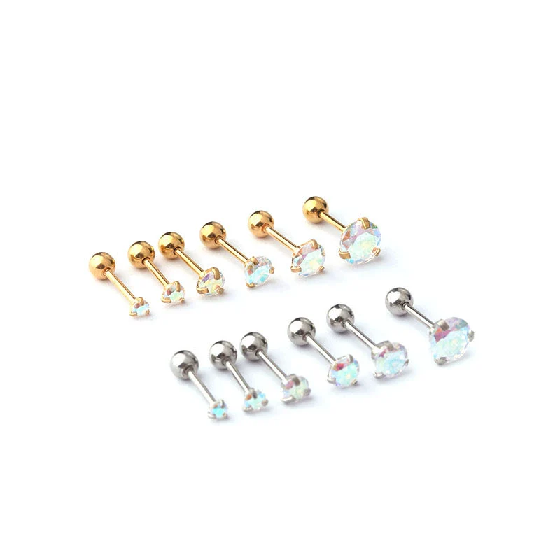 Wholesale Metal Geometric Style Electroplated Stainless Steel Screw Ball Ear Nails For Women - Image 5
